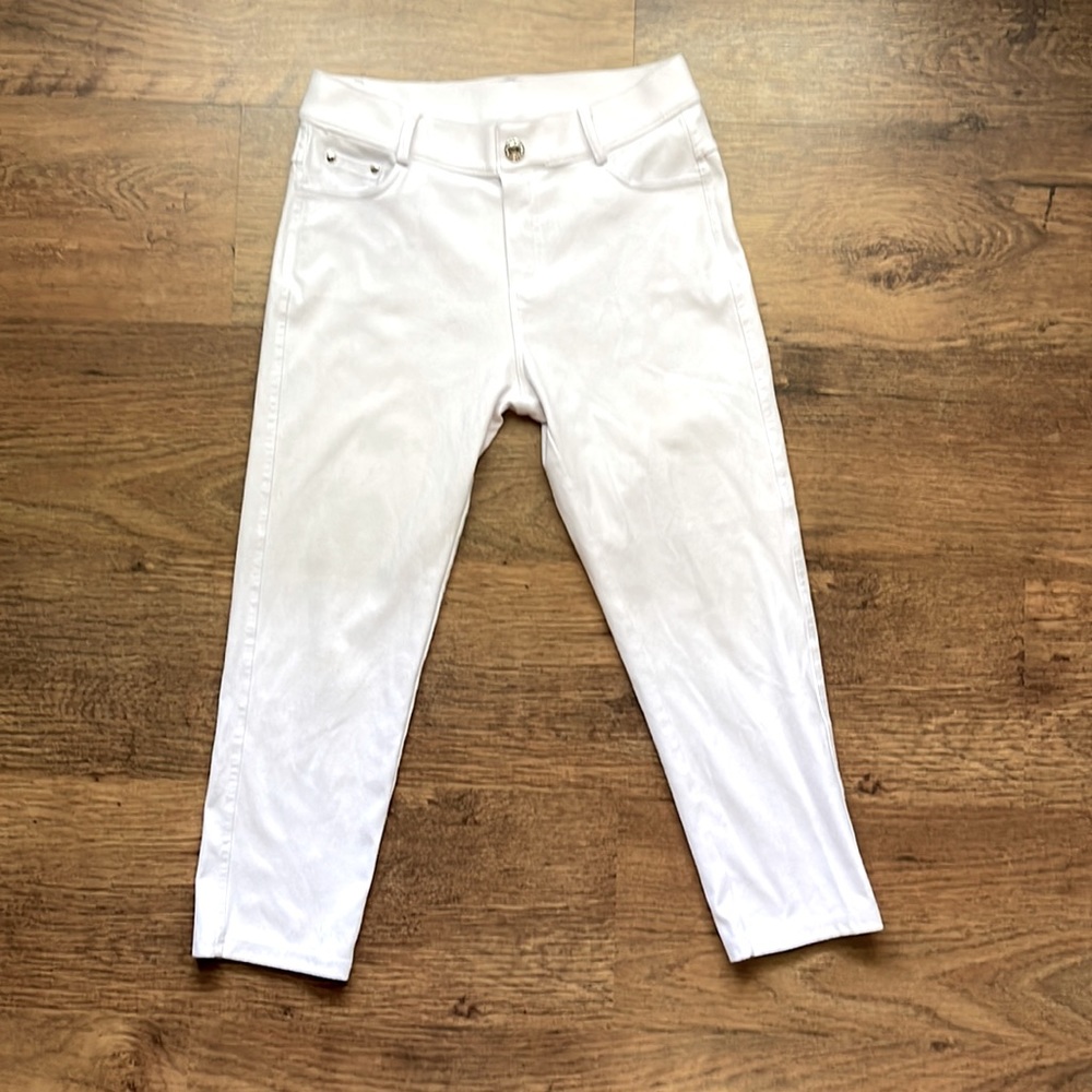 White stretch cropped pants